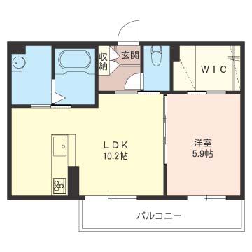 マルベリーヒルA(1LDK/3階)の間取り写真
