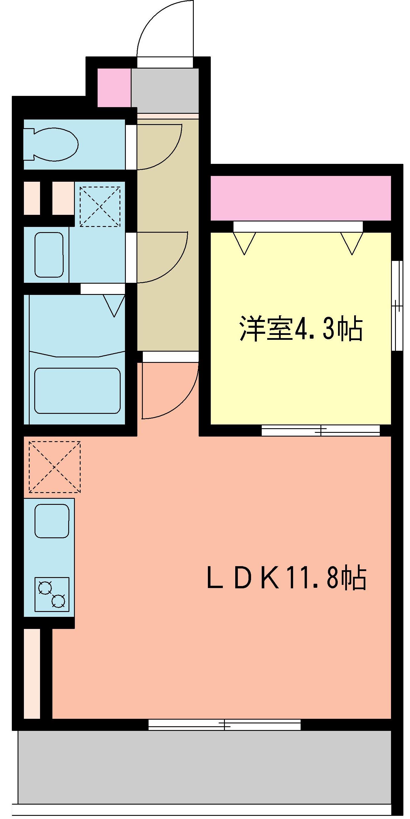 クロオリベ(1LDK/4階)の間取り写真