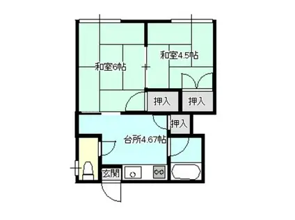 アーバン西青山(2DK/1階)の間取り写真