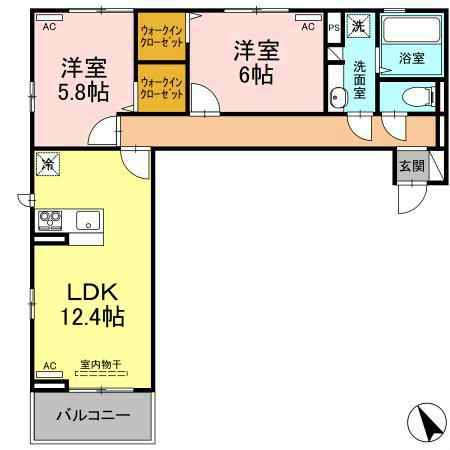 ミルキー住吉(2LDK/2階)の間取り写真