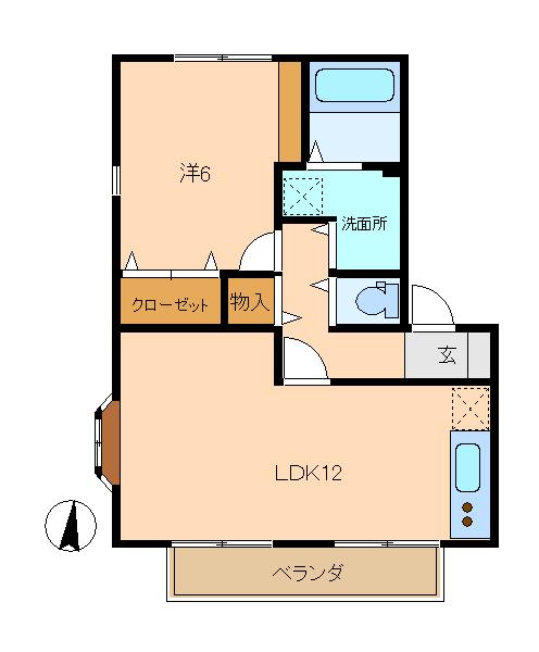グレースハイツ(1LDK/1階)の間取り写真