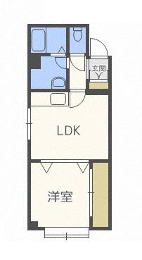 カリス南郷(1LDK/1階)の間取り写真