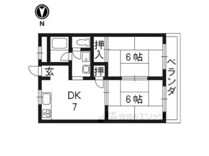 ラーバン嵯峨(2DK/1階)の間取り写真
