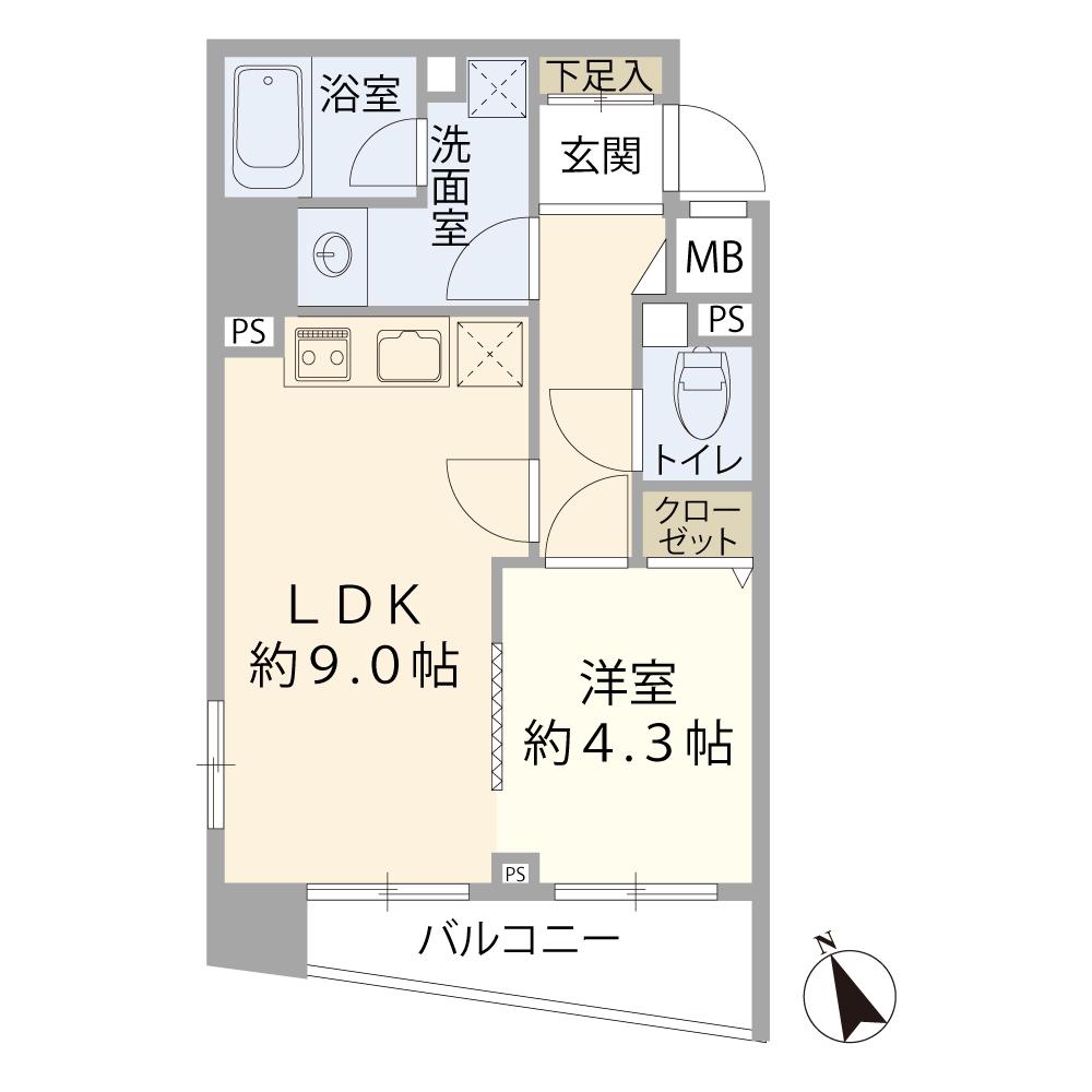 プライブ恵比寿(1LDK/4階)の間取り写真