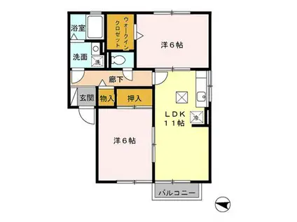 フローラルアベニュー A103(2LDK/1階)の間取り写真