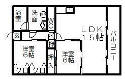 8山一ビル(2LDK/2階)の間取り写真
