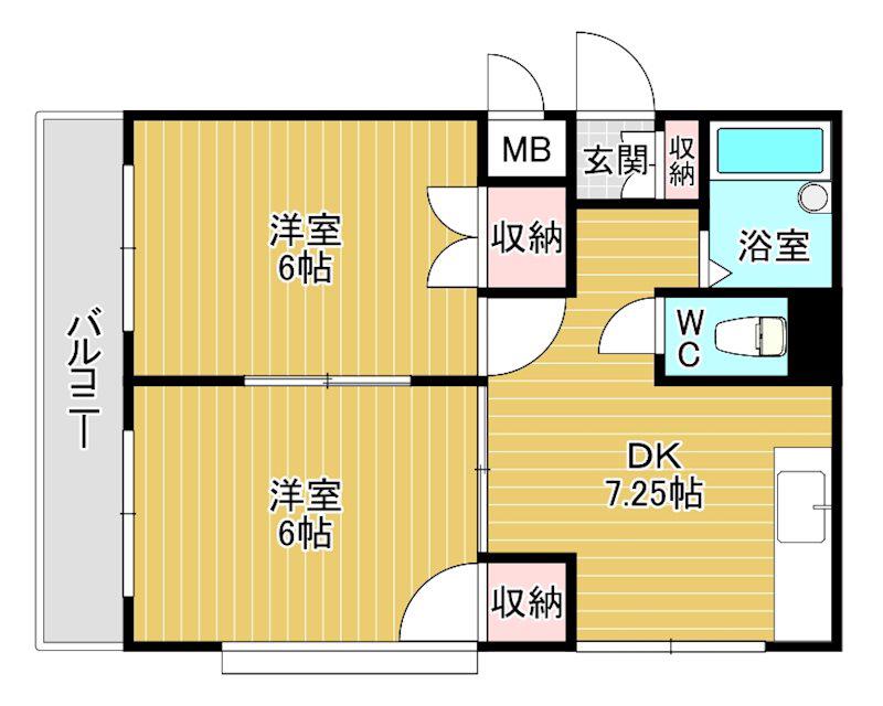 シャトレ金鶏II(2DK/4階)の間取り写真