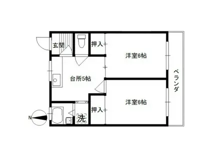 第二満坂ハイム(2K/2階)の間取り写真