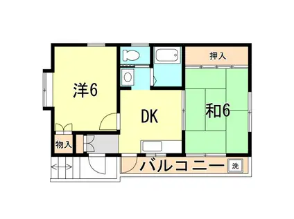 MSコートⅡ(2DK/2階)の間取り写真