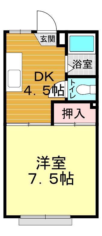 タウニーマタノ B棟(1DK/1階)の間取り写真