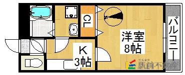 サンフィールドII(1K/3階)の間取り写真
