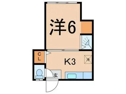 明美荘1(1K/2階)の間取り写真