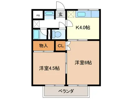 さつき荘(2K/2階)の間取り写真