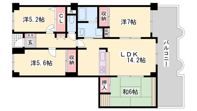 シャトー ブランシェ(4LDK/7階)の間取り写真