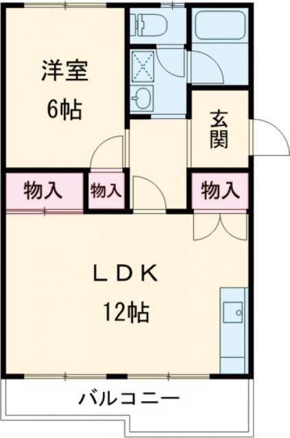 メゾンくわなM1(1LDK/1階)の間取り写真