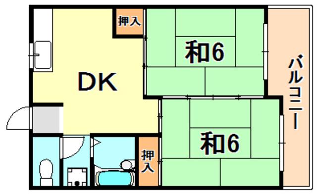 ハイムM2(2DK/3階)の間取り写真