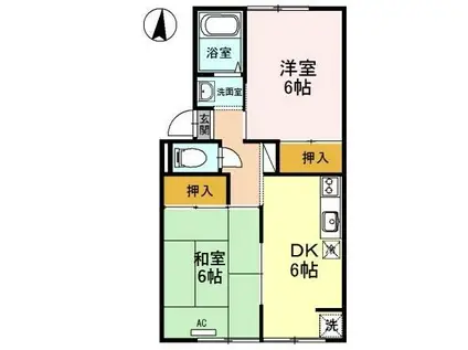 ぷらんたんII(2DK/2階)の間取り写真