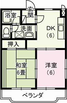 プロヴァンス(2DK/1階)の間取り写真