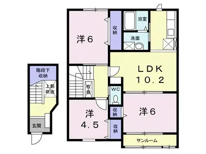 グランディールIV(3LDK/2階)の間取り写真