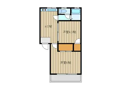 サンワード江原(2K/1階)の間取り写真