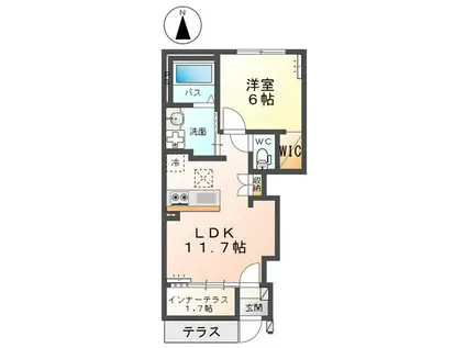 グラティア(1LDK/1階)の間取り写真