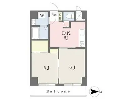 パルファム201(2DK/7階)の間取り写真