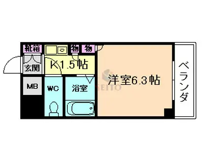 ロマネスク姫島(ワンルーム/3階)の間取り写真