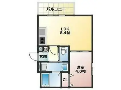 ALEGRIA道明寺(1LDK/3階)の間取り写真