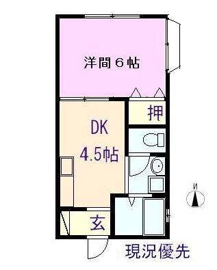ハイネスS・A(1DK/2階)の間取り写真