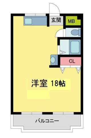 ラレジェール廣瀬(ワンルーム/3階)の間取り写真