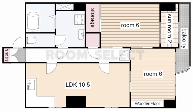 モアナヒルズ一社(2LDK/3階)の間取り写真