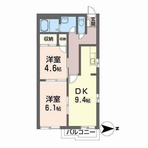 アトム1(2DK/2階)の間取り写真