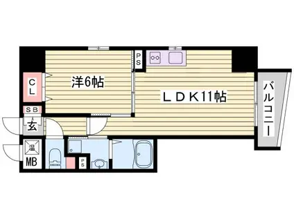 パルテール灘(1LDK/6階)の間取り写真