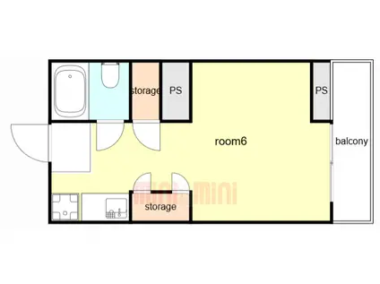 グランディア シャトー朝霧(1K/2階)の間取り写真