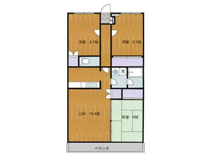 グレースヴィラ1(3LDK/3階)の間取り写真