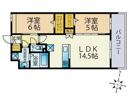 ビーコンヒル田島(2LDK/4階)の間取り写真