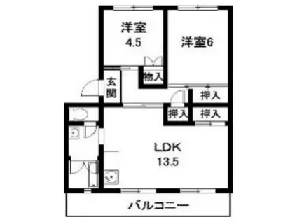 CASAアペルタII(2LDK/3階)の間取り写真