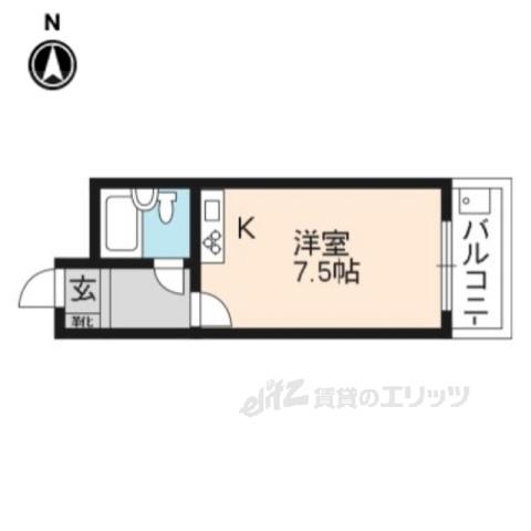 SINGLE QUARTERS西賀茂(ワンルーム/2階)の間取り写真