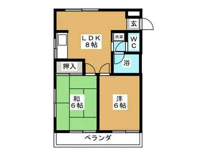 パークサイドハイツ(2LDK/4階)の間取り写真