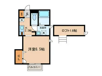 サニーコート(1K/2階)の間取り写真