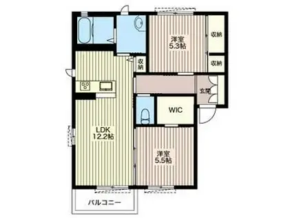 リーリエ A棟(2LDK/2階)の間取り写真