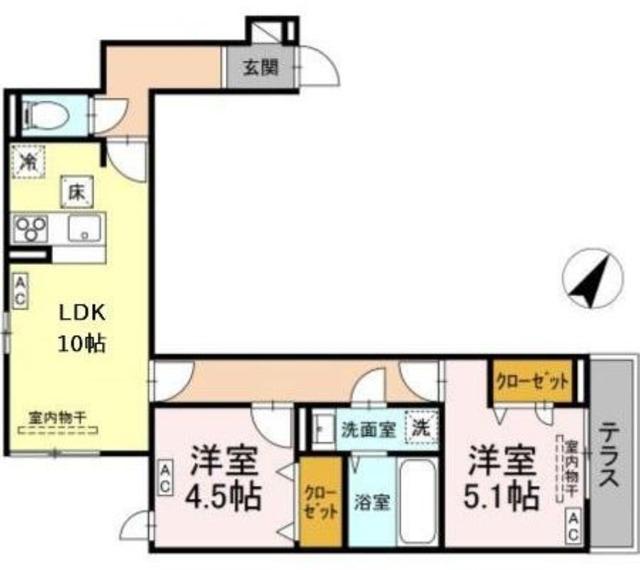D-ROOM散田町(2LDK/1階)の間取り写真
