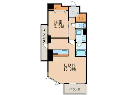 グランルクレ新栄ウエスト(1LDK/4階)の間取り写真