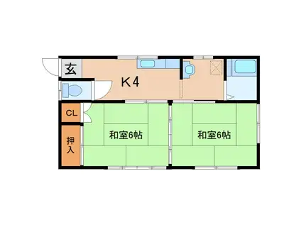 金水ハイツ(2K/2階)の間取り写真