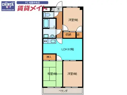 ロイヤルゆき(3LDK/1階)の間取り写真