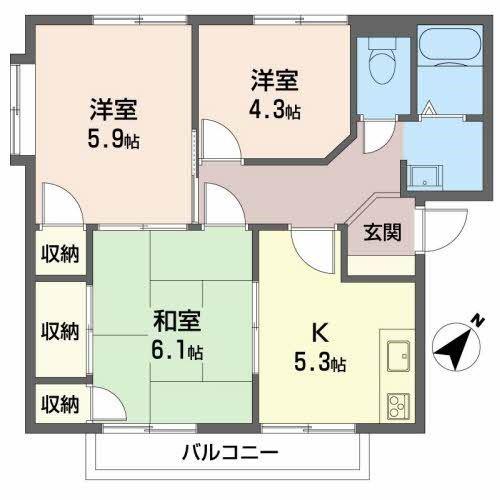 コートハウスコスモスA(3K/2階)の間取り写真