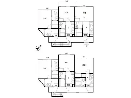 PARK CASA三ツ境(1K/2階)の間取り写真