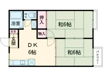 STハイツ栗生(2DK/2階)の間取り写真