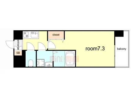 レジュールアッシュ神戸湊川公園(1K/6階)の間取り写真