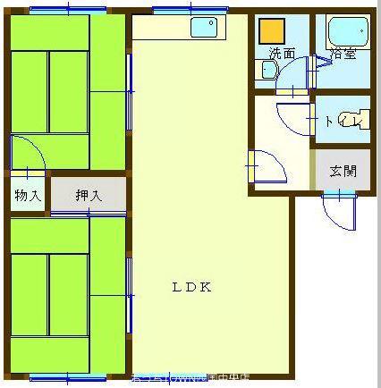 コスモスハイツ(2LDK/1階)の間取り写真
